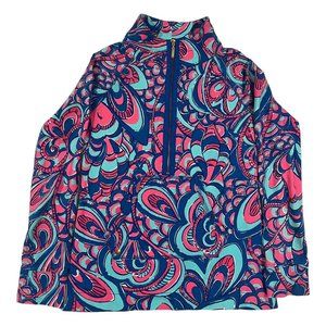 LILLY PULITZER Skipper‎ Popover Resort 2014 Reel Me In Blue Pink Sun XS 33261
